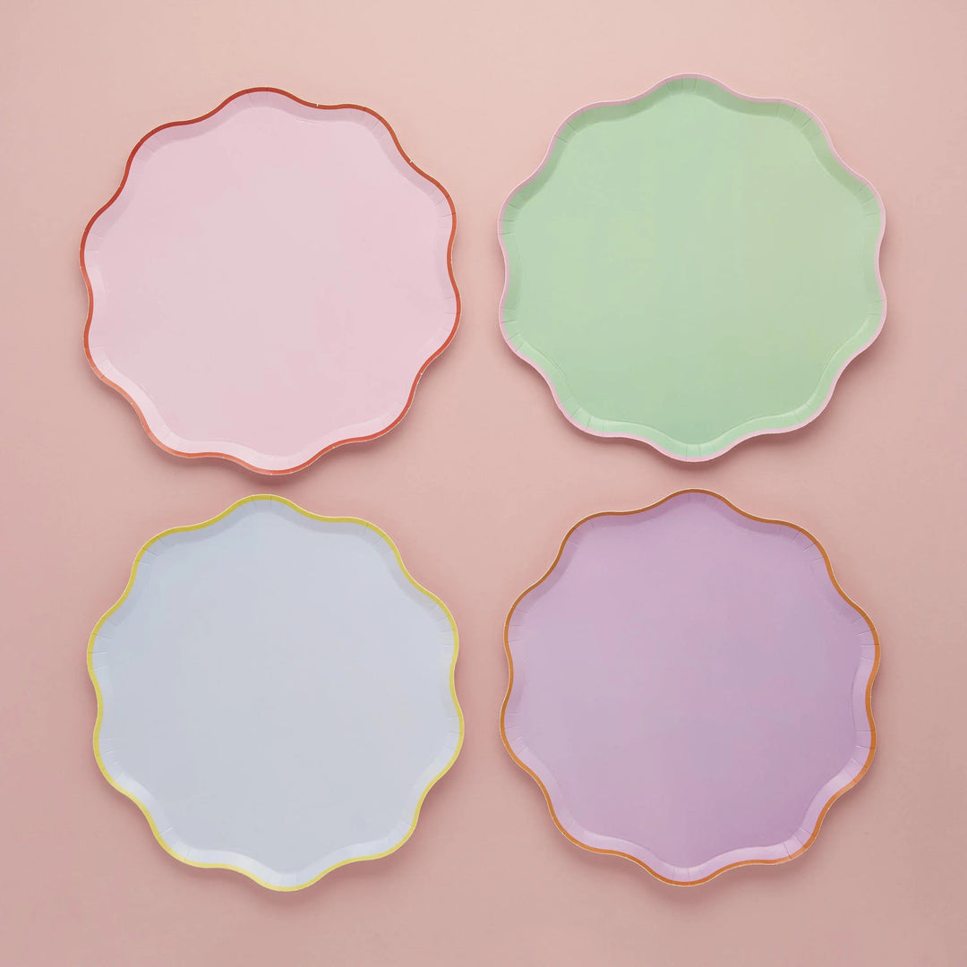 Bright Paper Plates - Scallop Edge Party Plates - Colourful Birthday - Birthday Party Decorations - Rainbow Party Decor - Pack Of 8 - Jolie Fete UK