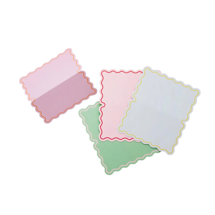 Bright Place Cards - Scalloped Edge Party Table Place Cards - Colourful Birthday - Birthday Party Decorations -Rainbow Party Decor-Pack Of 8 - Jolie Fete UK