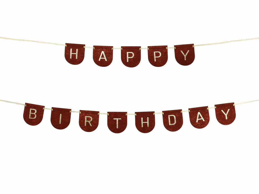 Happy Birthday Banner - Brown & Gold Felt Party Garland - Horse Party Bunting - Birthday Party Decorations - High Quality Reusable Decor -3m - Jolie Fete UK