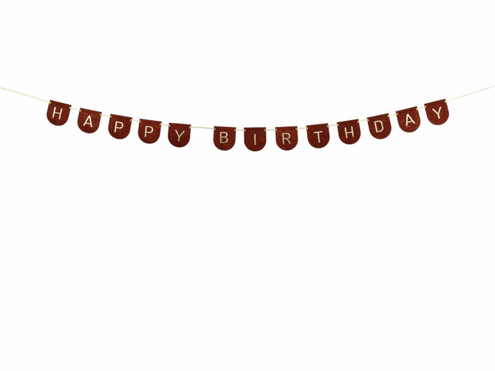 Happy Birthday Banner - Brown & Gold Felt Party Garland - Horse Party Bunting - Birthday Party Decorations - High Quality Reusable Decor -3m - Jolie Fete UK