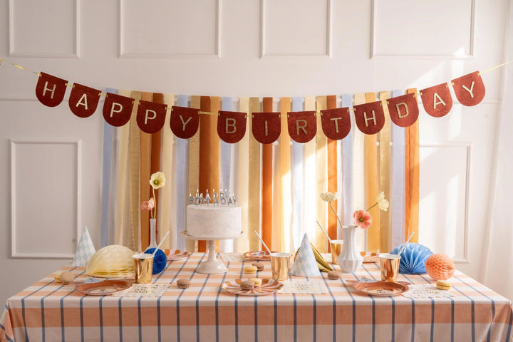 Happy Birthday Banner - Brown & Gold Felt Party Garland - Horse Party Bunting - Birthday Party Decorations - High Quality Reusable Decor -3m - Jolie Fete UK