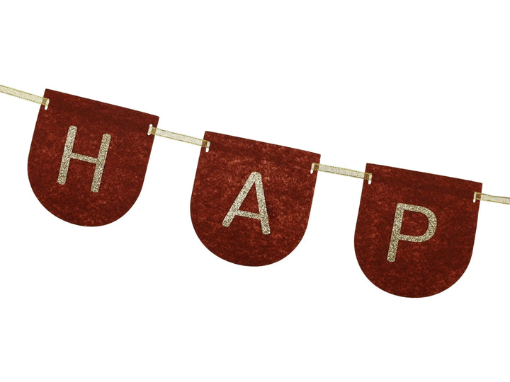 Happy Birthday Banner - Brown & Gold Felt Party Garland - Horse Party Bunting - Birthday Party Decorations - High Quality Reusable Decor -3m - Jolie Fete UK