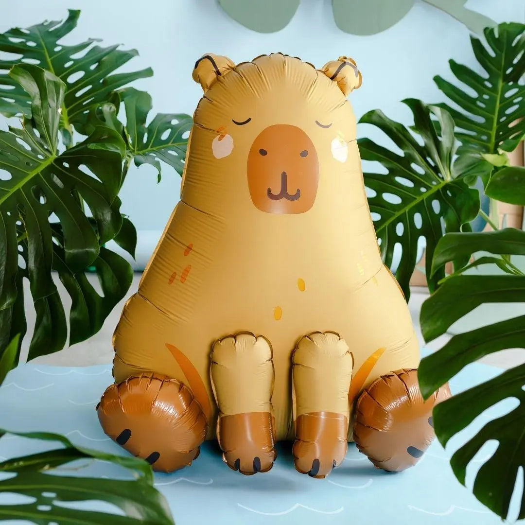 Capybara Balloon - Jungle Theme Birthday Decor - Wild One Party Supplies - Giant Safari Animal Foil Balloon - Kids Birthday Decoration - Jolie Fete UK