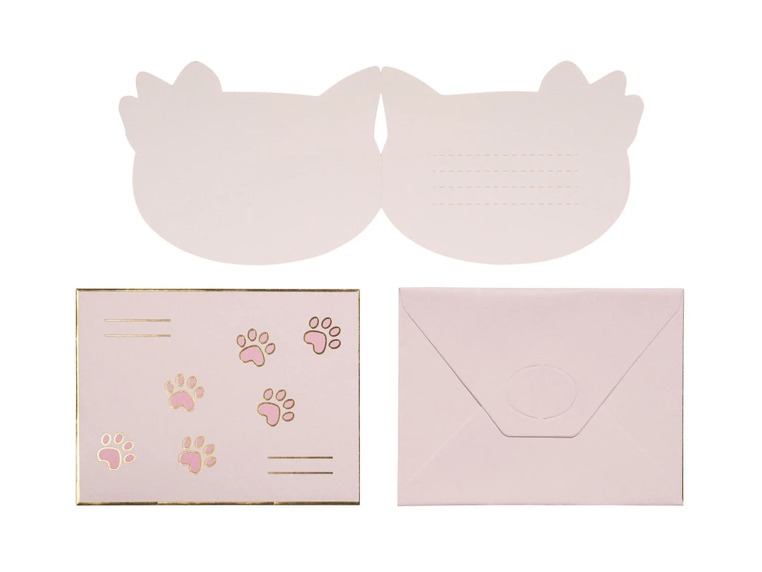Cat Party Invitations - Pink Cat Party Invites - Cat Birthday Party - Cat Party Stationery - Cat Party Stickers - Pack of 6 - Jolie Fete UK
