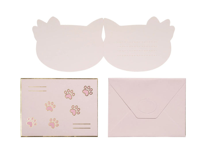 Cat Party Invitations - Pink Cat Party Invites - Cat Birthday Party - Cat Party Stationery - Cat Party Stickers - Pack of 6 - Jolie Fete UK