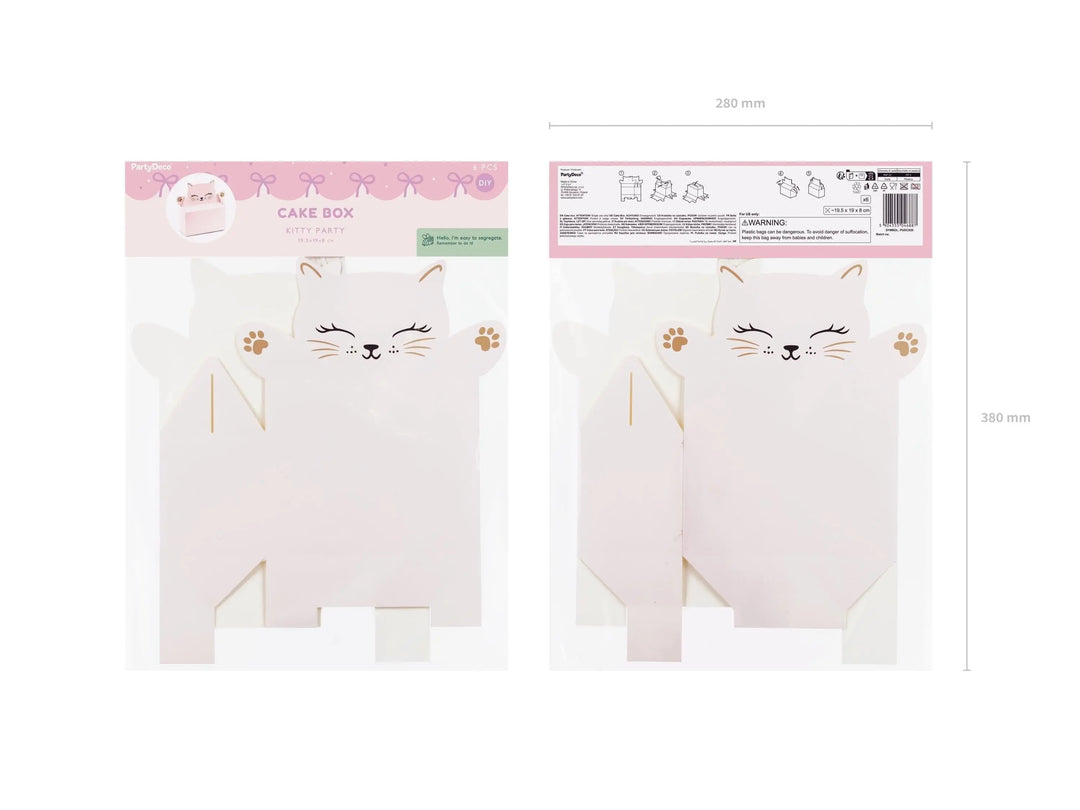 Cat Cat Boxes - Pink Cat Snack Boxes - Cat Birthday Decorations - Birthday Party Tableware - Pastel Candy Box - Treat Boxes - Pack of 6 - Jolie Fete UK