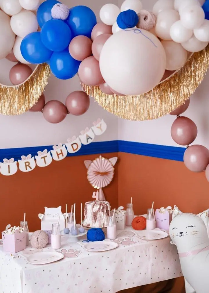 Cat Paw Print Paper Tablecloth - Pink and White Cat Paper Party Table Cover - Meow Party - Paw Print Birthday Party Tableware - Jolie Fete UK