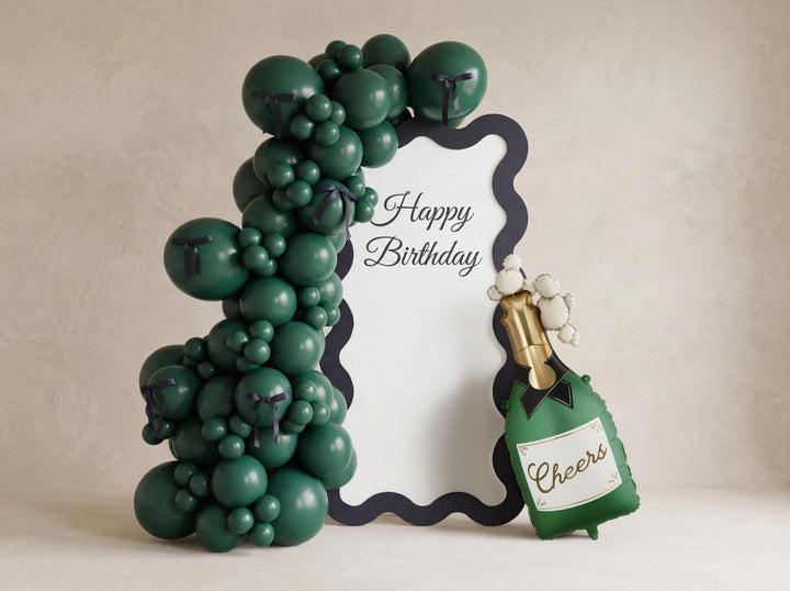 Champagne Bottle Foil Balloon - Cheers Celebration Decor - Large 93cm Green Balloon - Hen Party, Wedding, Graduation - Summer Party Supplies - Jolie Fete UK