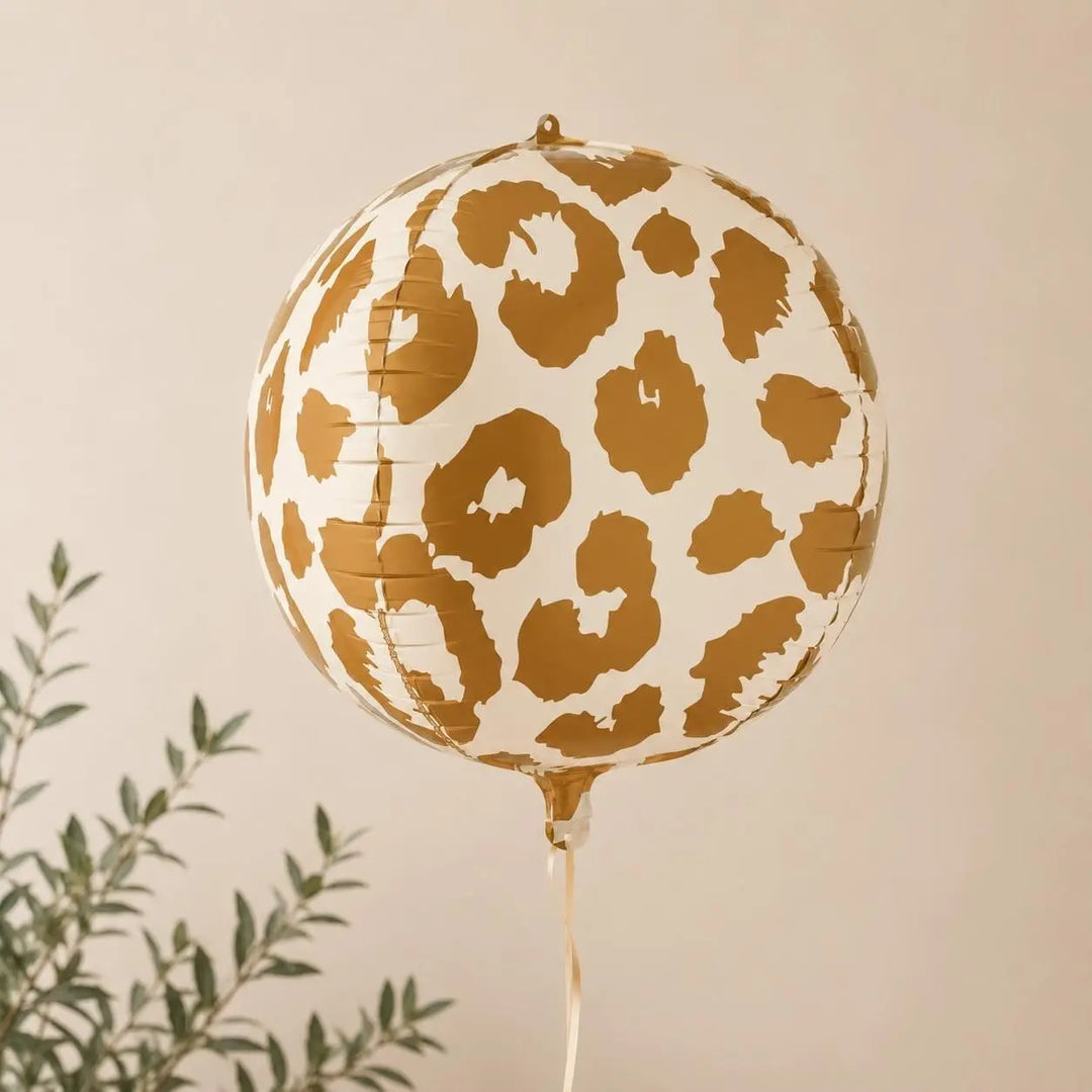 Cheetah Print Balloon - Safari Birthday Decorations - Jungle Theme Foil Balloon - Orb Ball Balloon - Wild One Party - Kids Birthday Party - Jolie Fete UK