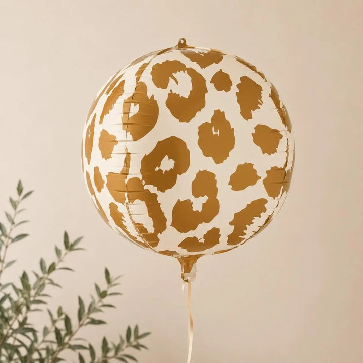 Cheetah Print Balloon - Safari Birthday Decorations - Jungle Theme Foil Balloon - Orb Ball Balloon - Wild One Party - Kids Birthday Party - Jolie Fete UK