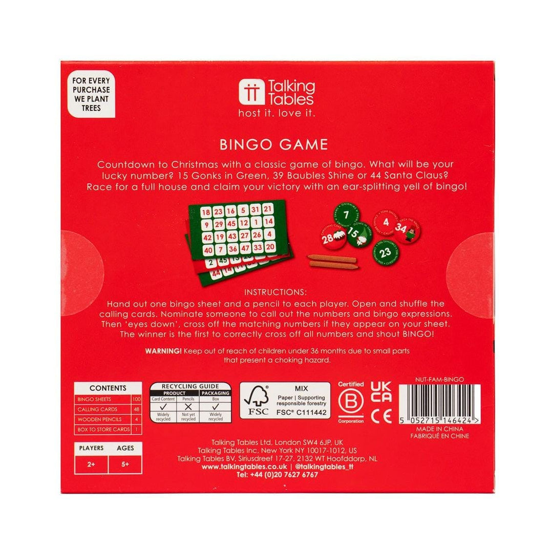Christmas Bingo Game - Family Christmas Game - After Dinner Game - Christmas Party Game - Family Games Night - Stocking Filler - Jolie Fete UK