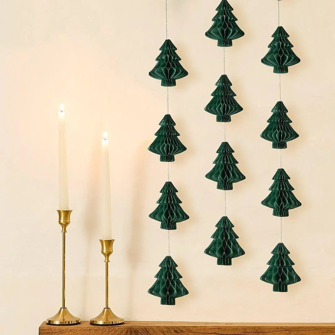 Christmas Honeycomb Tree Garland - Green Christmas Garland - Christmas Party Decorations - Tree Decor - Holiday Decor - 2m - Jolie Fete UK