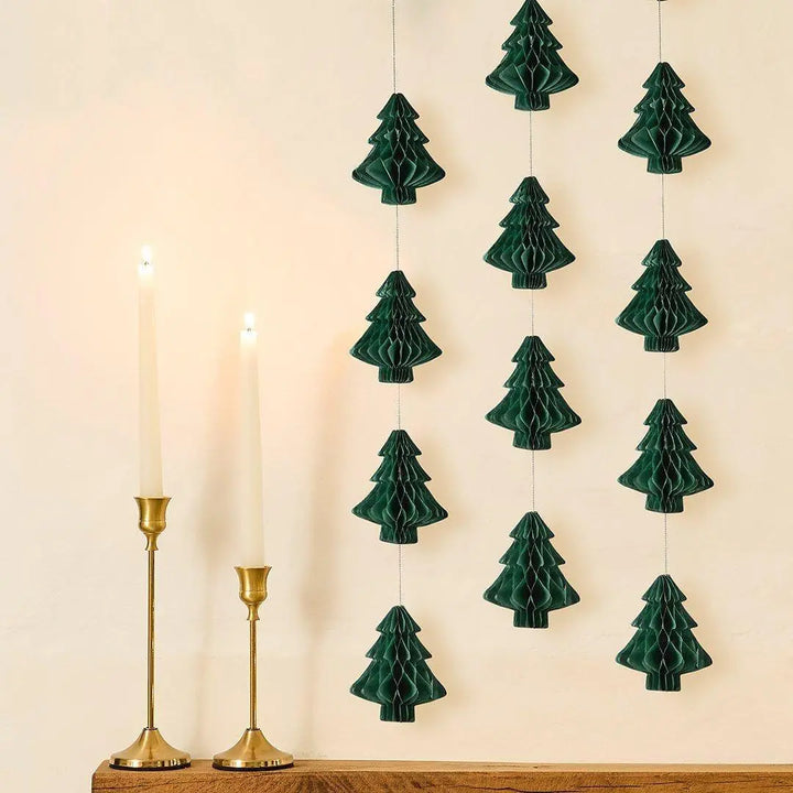 Christmas Honeycomb Tree Garland - Green Christmas Garland - Christmas Party Decorations - Tree Decor - Holiday Decor - 2m - Jolie Fete UK