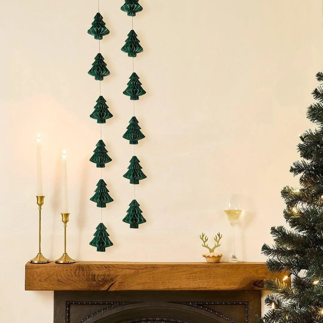 Christmas Honeycomb Tree Garland - Green Christmas Garland - Christmas Party Decorations - Tree Decor - Holiday Decor - 2m - Jolie Fete UK
