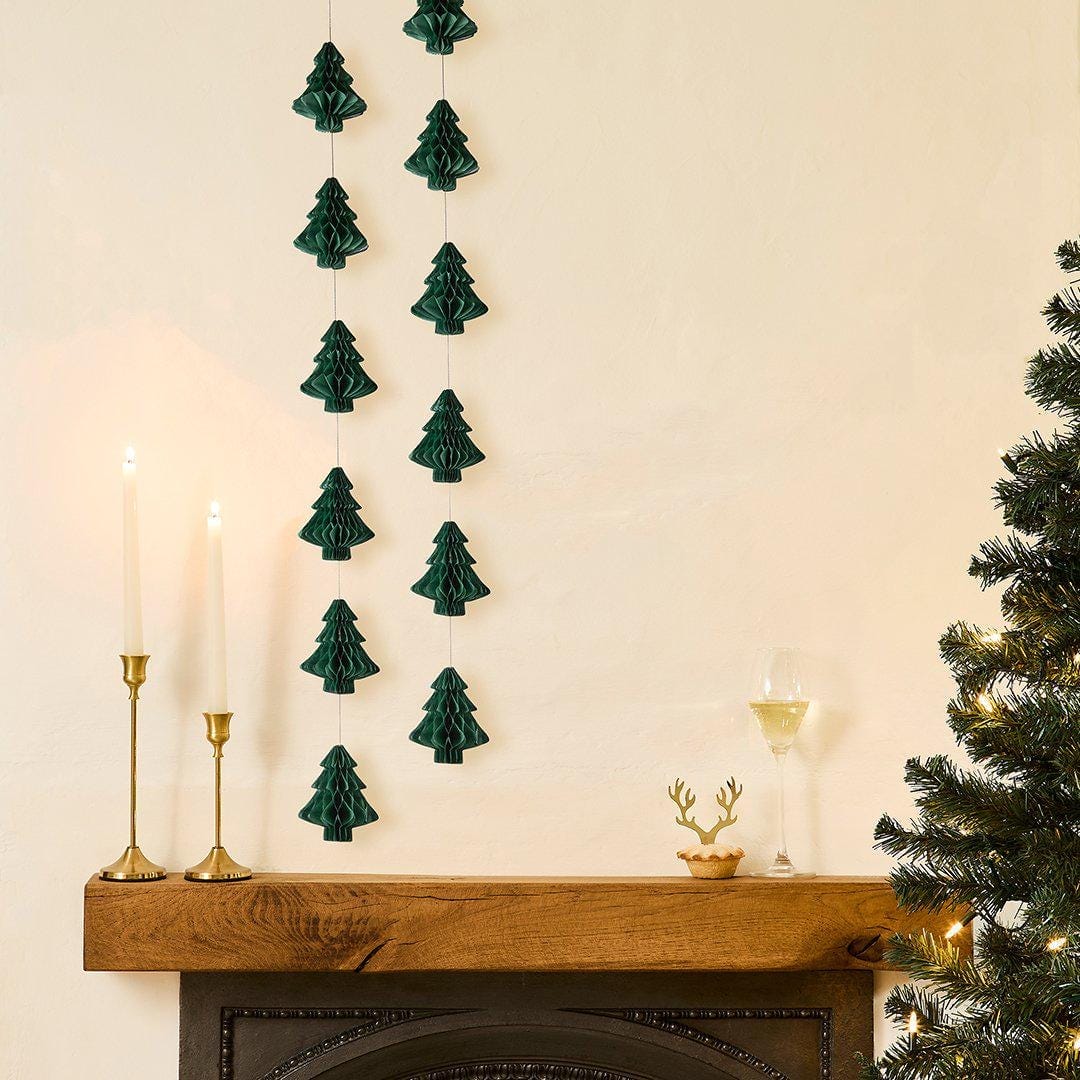 Christmas Honeycomb Tree Garland - Green Christmas Garland - Christmas Party Decorations - Tree Decor - Holiday Decor - 2m - Jolie Fete UK