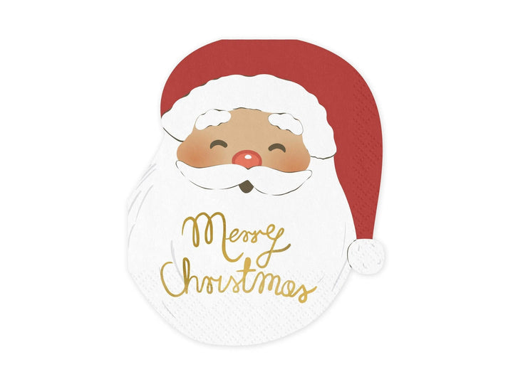 Christmas Santa Napkins - Red & White Paper Napkins - Christmas Party Supplies - Disposable Napkins - Festive Tableware - Pack Of 12 - Jolie Fete UK