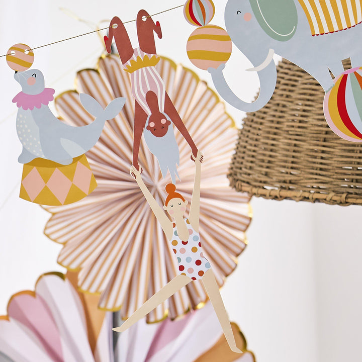 Circus Garland - Circus Carnival Bunting - Big Top Banner - Elephant, Seal, Circus Tent-Funfair Theme - Kids Birthday Party Backdrop - 3m - Jolie Fete UK
