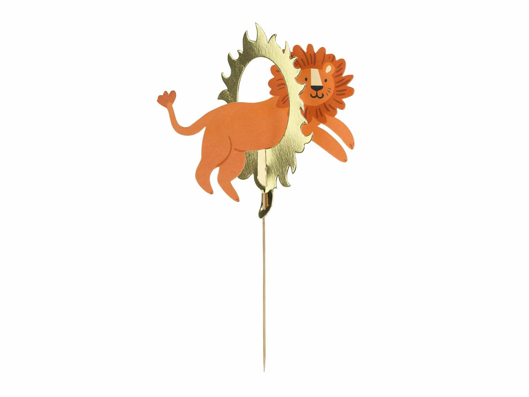 Lion Cake Topper - Carnival Party Supplies - Funfair Theme - Kids Birthday Party Supplies - Cake Decorations - Leaping Lion - Ring Of Fire - Jolie Fete UK