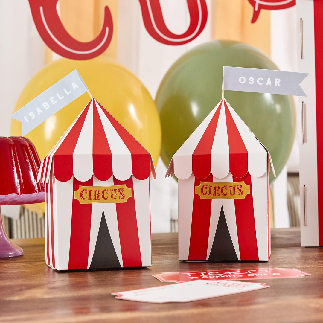 Circus Party Boxes - Customisable Big Top Snack Boxes - Circus Party Bags - Carnival Funfair - Kids Birthday Party - Big Top Theme-Pack Of 4 - Jolie Fete UK