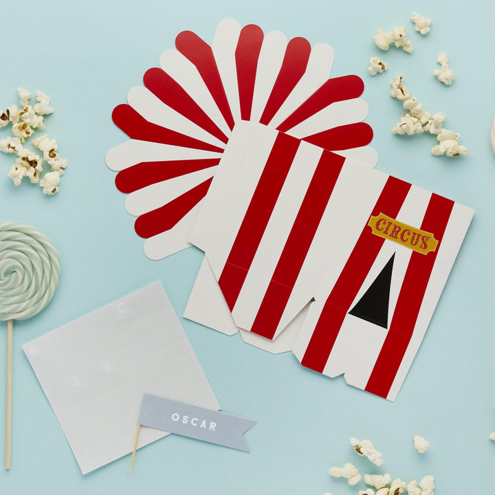 Circus Party Boxes - Customisable Big Top Snack Boxes - Circus Party Bags - Carnival Funfair - Kids Birthday Party - Big Top Theme-Pack Of 4 - Jolie Fete UK