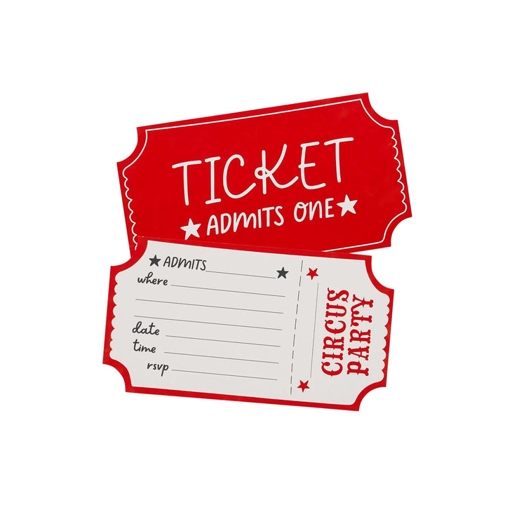 Circus Party Invitations - Circus Ticket Design - Carnival Decor - Admits One - Kids Birthday Party - Big Top Theme - Pack Of 8 - Jolie Fete UK