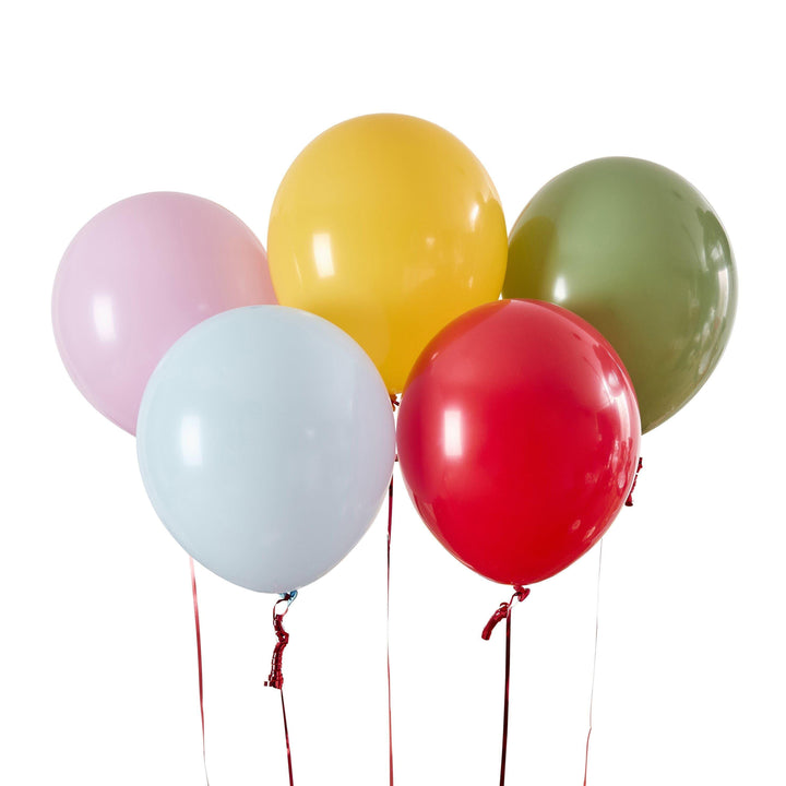 Circus Balloons - Circus Party Plain Colour Balloons - Circus Party Decorations - Carnival Funfair - Kids Birthday Party - 12" - Pack Of 5 - Jolie Fete UK