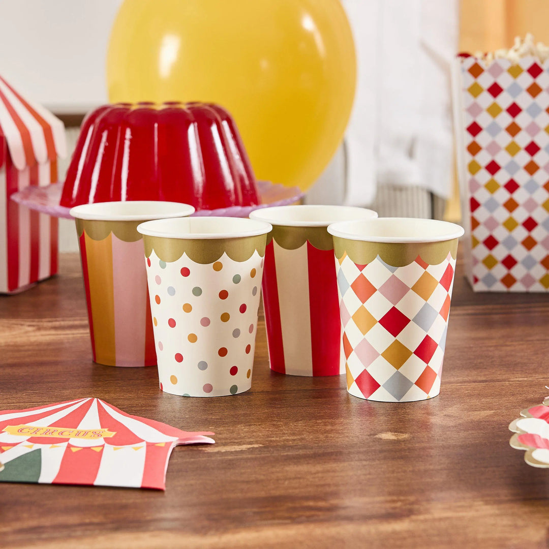 Circus Napkins - Circus Tent Shaped Paper Napkins - Red Stripes - Circus Party - Funfair Theme - Kids Birthday Party Supplies - Pack of 16 - Jolie Fete UK