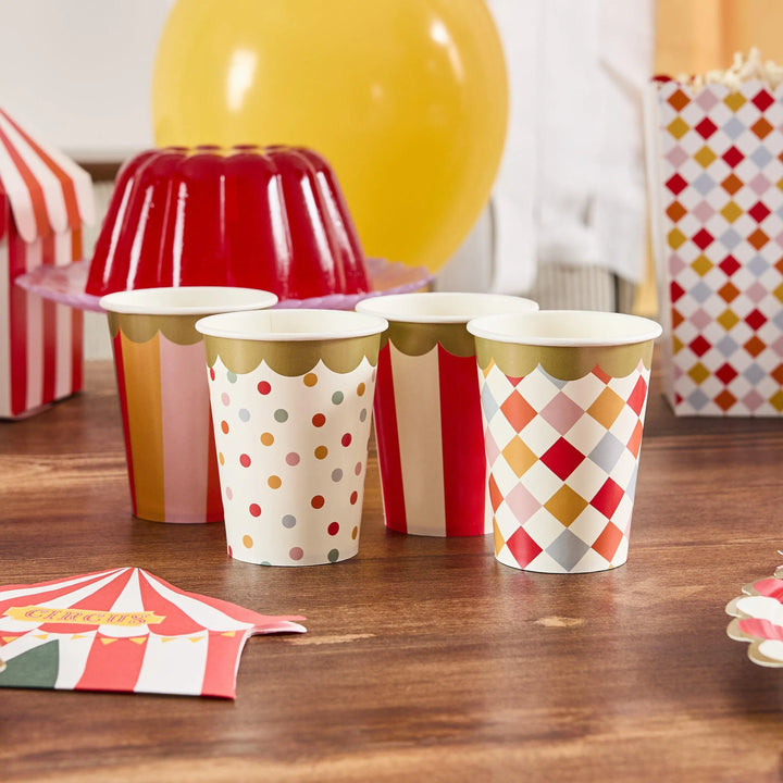 Circus Napkins - Circus Tent Shaped Paper Napkins - Red Stripes - Circus Party - Funfair Theme - Kids Birthday Party Supplies - Pack of 16 - Jolie Fete UK