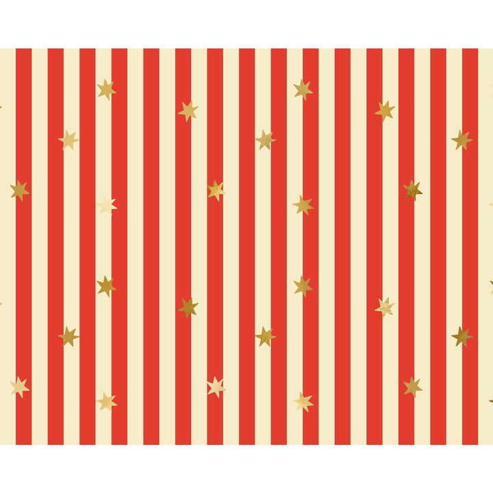 Circus Tent Stripe Tablecloth - Paper Tablecloth With Red Stripes & Gold Stars - Carnival Party Supplies - Funfair Theme-Kids Birthday Party - Jolie Fete UK