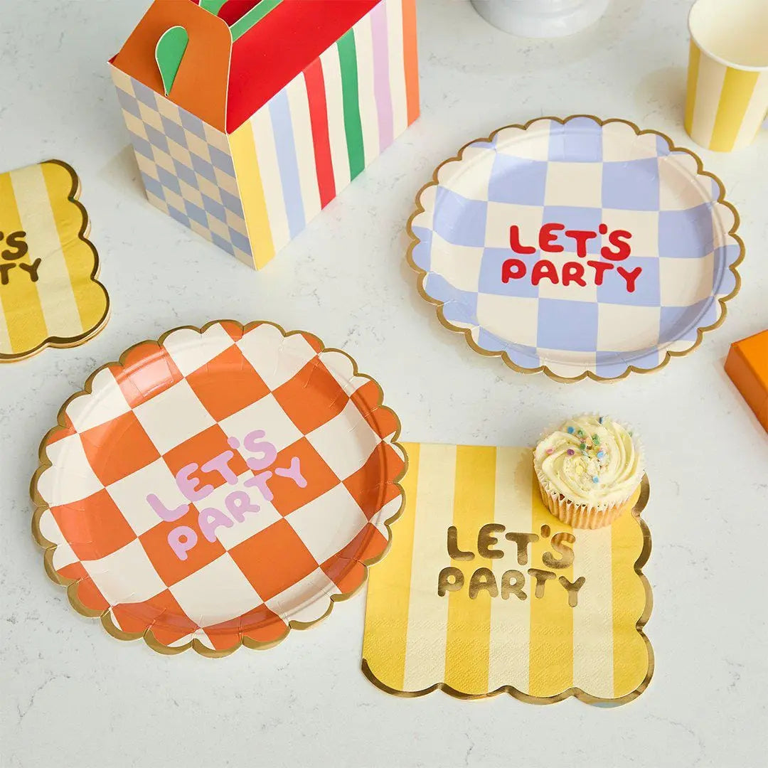 Kids Party Food Boxes -Rainbow Picnic Lunch Box -Checkered & Stripes Meal Boxes-Children's Birthday Party Bag Box-Treat Gift Boxes-Pack Of 6 - Jolie Fete UK