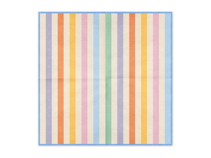 Colourful Striped Paper Napkins - Summer Party Tableware - Rainbow Picnic Decor - Tropical Party Decor - Garden BBQ Accessories - Pack Of 20 - Jolie Fete UK
