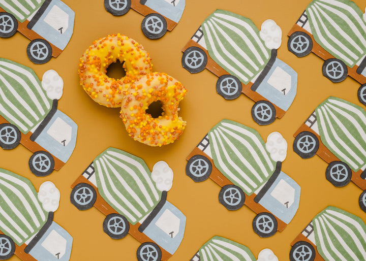 Construction Party Napkins - Concrete Mixer Shaped Paper Napkins - Digger Birthday Tableware - Green & Orange-Kids Party Supplies-Pack Of 20 - Jolie Fete UK