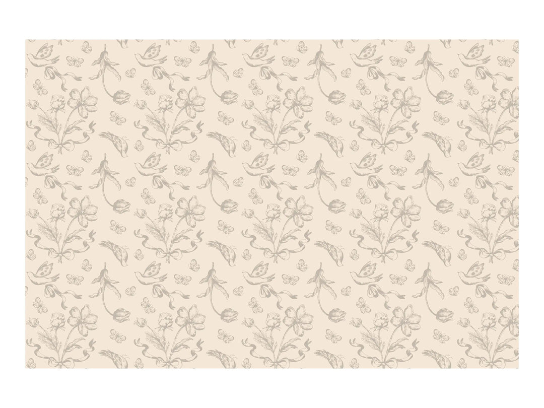 Vintage Floral Tablecloth - Botanical Garden Party Table Cover - Cream & Beige Tablecloth - Bridal Shower - Baby Shower Decor - 180 x 120cm - Jolie Fete UK