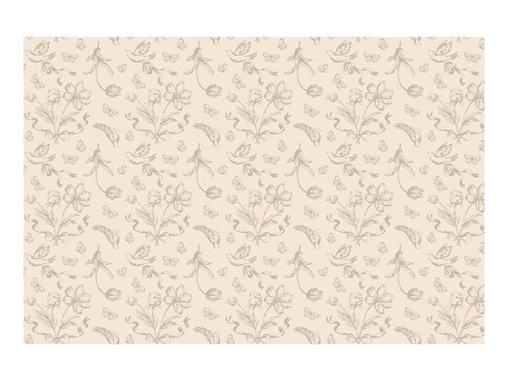 Vintage Floral Tablecloth - Botanical Garden Party Table Cover - Cream & Beige Tablecloth - Bridal Shower - Baby Shower Decor - 180 x 120cm - Jolie Fete UK