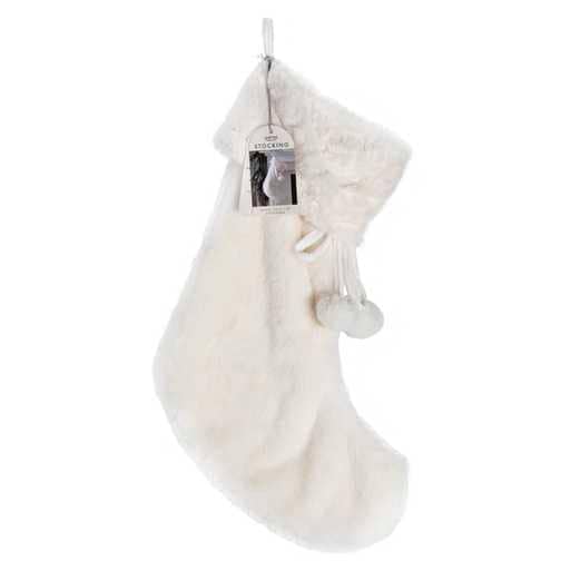 Cream Faux Fur Christmas Stocking - Cream Christmas Decoration - Nordic Christmas Decorations - Holiday Decor - Jolie Fete UK