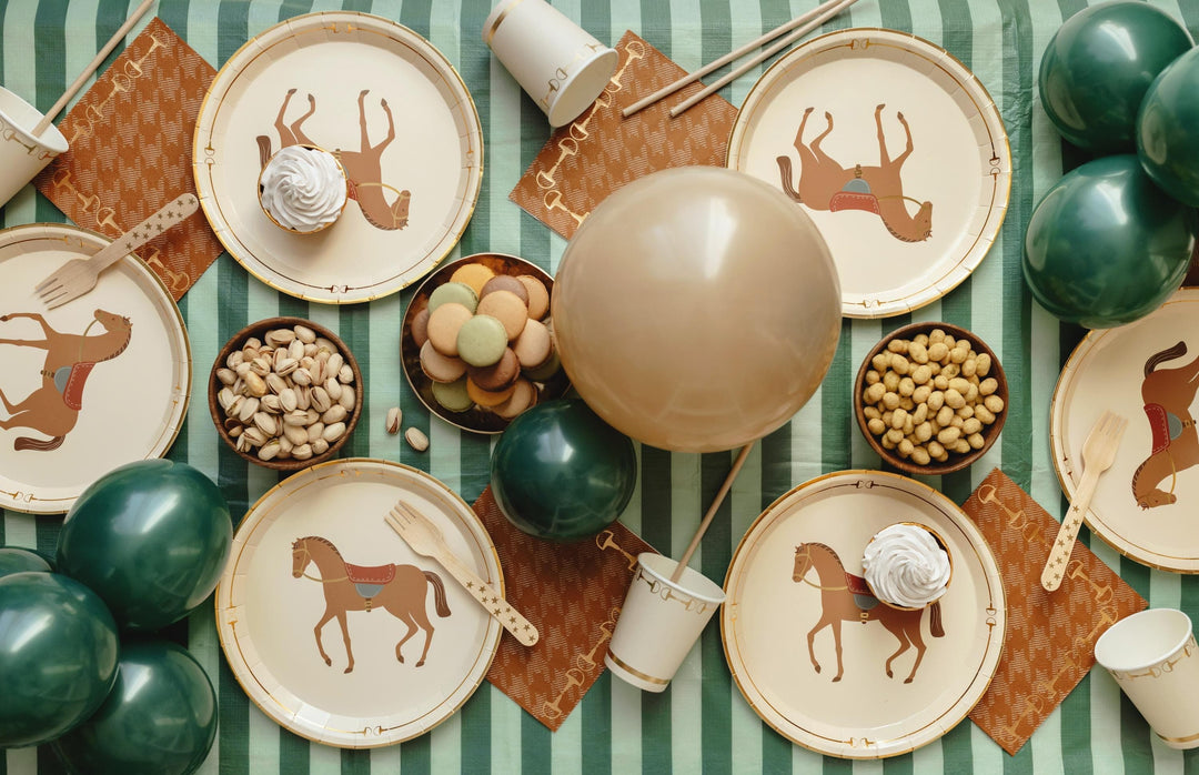 Cream & Gold Paper Cups - Horse Party Paper Cups - Birthday Party Decorations -Disposable Tableware-Western Party Theme-Farm Party-Pack Of 6 - Jolie Fete UK