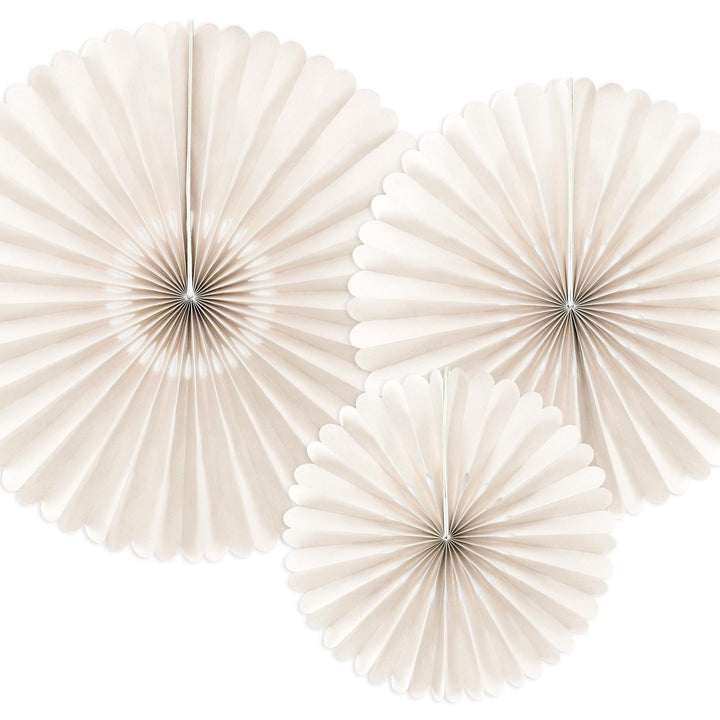 Cream Tissue Paper Rosettes - Beige Birthday Party Fan Decorations - Party Wall Decorations - Hanging Decorations - Pack Of 3 - Jolie Fete UK