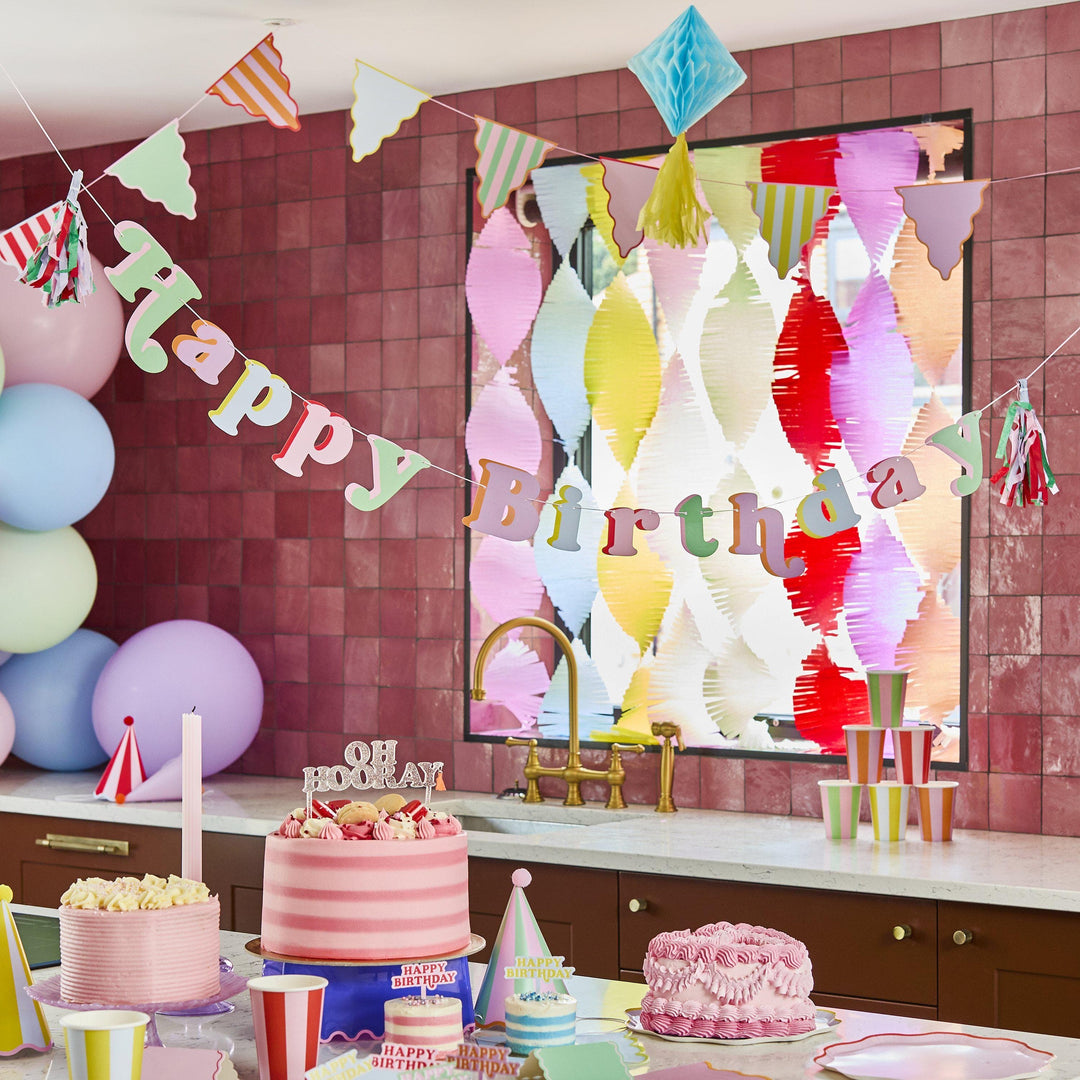 Crepe Paper Streamers - Bright Party Streamers - Colourful Birthday Backdrop - Birthday Party Decorations - Rainbow Party Decor - Pack Of 8 - Jolie Fete UK