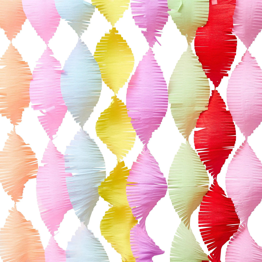 Crepe Paper Streamers - Bright Party Streamers - Colourful Birthday Backdrop - Birthday Party Decorations - Rainbow Party Decor - Pack Of 8 - Jolie Fete UK