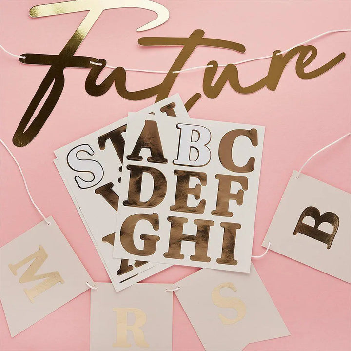 Future Mrs Banner-Customisable Gold & Peach Hen Party Decorations-Personalised Bachelorette Party Sign-DIY Wedding Banner-Custom Bride To Be - Jolie Fete UK