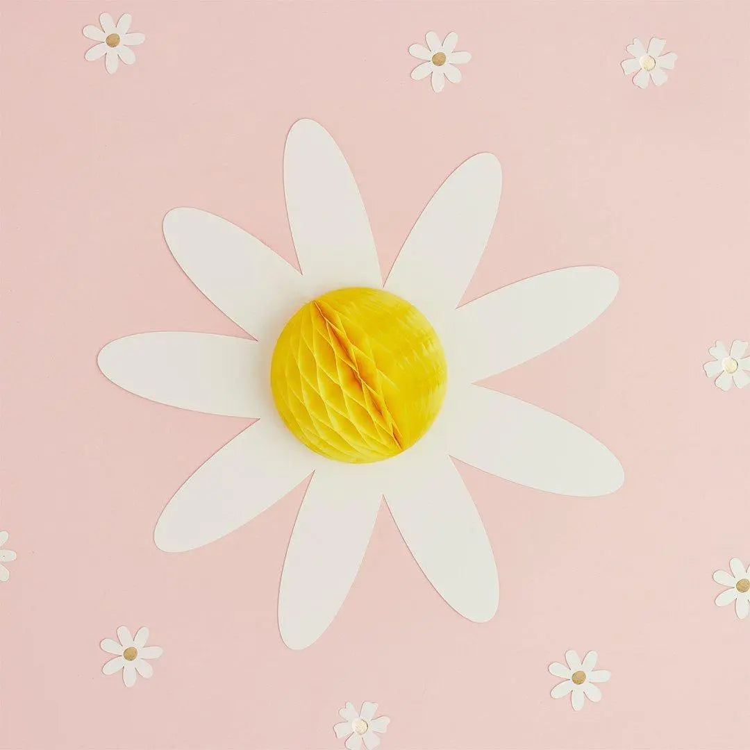 Daisy Honeycomb Hanging Decorations - 3D Floral Party Decor - Daisy Theme Hen Party, Baby Shower & Garden Birthday Decorations - Pack of 3 - Jolie Fete UK