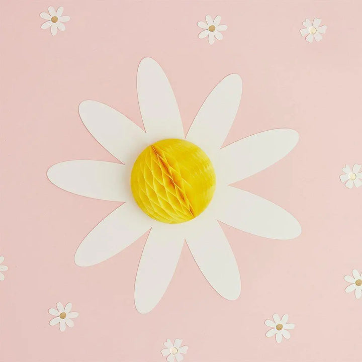 Daisy Honeycomb Hanging Decorations - 3D Floral Party Decor - Daisy Theme Hen Party, Baby Shower & Garden Birthday Decorations - Pack of 3 - Jolie Fete UK