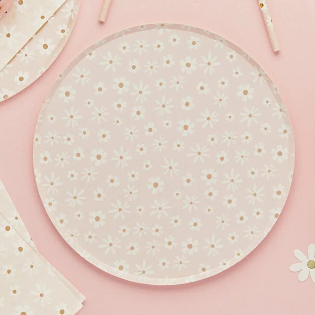 Daisy Paper Plates - Ditsy Floral Summer Birthday Party Tableware - Hen Party & Baby Shower Tea Party Decorations - Cottagecore - Pack of 8 - Jolie Fete UK