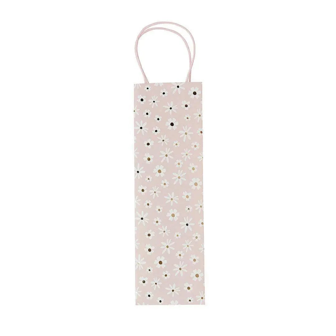 Daisy Pink Bottle Gift Bag - Ditsy Floral Wine & Prosecco Bag - Hen Party, Baby Shower And Birthday Gifting - Single Luxury Paper Bag - Jolie Fete UK