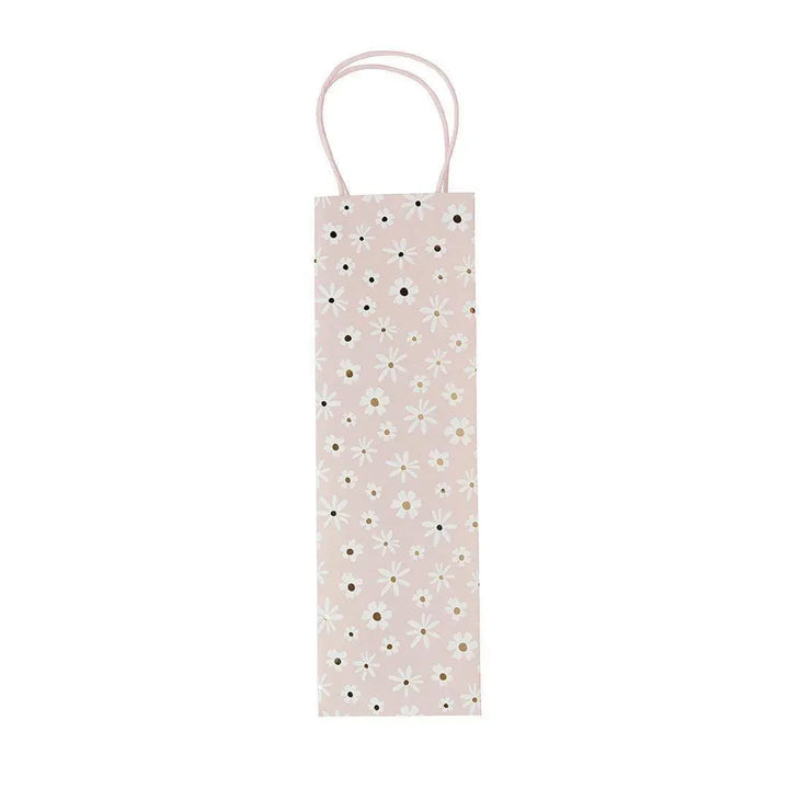 Daisy Pink Bottle Gift Bag - Ditsy Floral Wine & Prosecco Bag - Hen Party, Baby Shower And Birthday Gifting - Single Luxury Paper Bag - Jolie Fete UK