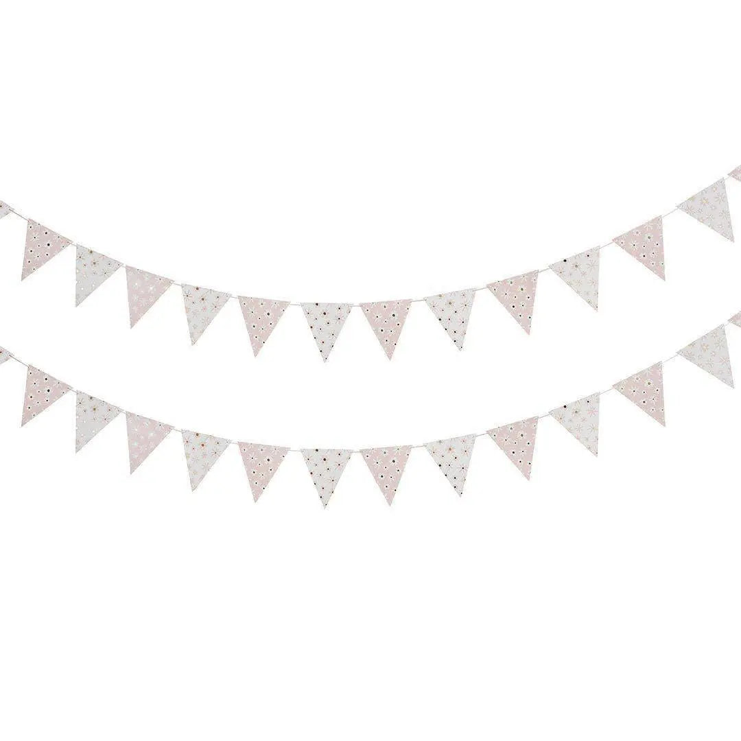 Daisy Pink Floral Bunting - 5m Garden Party Banner - Hen Party And Baby Shower Decorations - Pink & White Ditsy Daisy Pennant Garland - Jolie Fete UK
