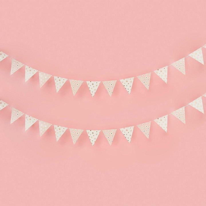 Daisy Pink Floral Bunting - 5m Garden Party Banner - Hen Party And Baby Shower Decorations - Pink & White Ditsy Daisy Pennant Garland - Jolie Fete UK