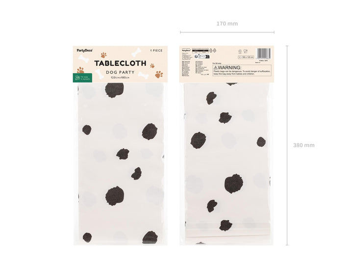 Dalmatian Dots Paper Tablecloth - 180x120cm Black And White Table Cover - Dog Theme Birthday Party Decor - Puppy Baby Shower Supplies - Jolie Fete UK