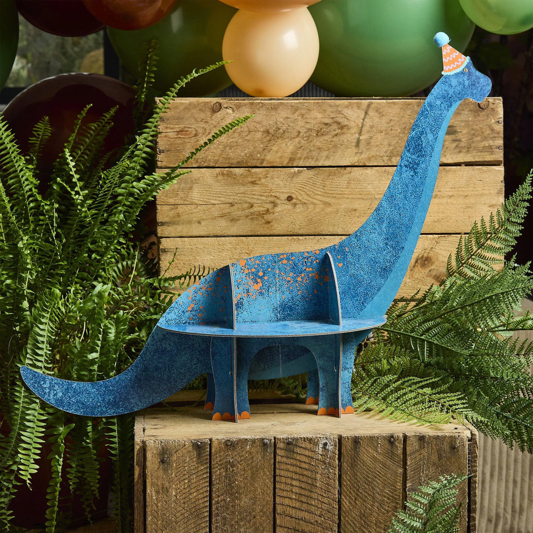 Dinosaur Treat Stand - Dinosaur Party - Dino Birthday Decor - Blue Brachiosaurus Cupcake Stand-Pom Pom-Kids Birthday Party Table Centrepiece - Jolie Fete UK