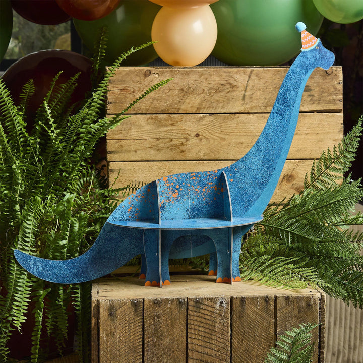 Dinosaur Treat Stand - Dinosaur Party - Dino Birthday Decor - Blue Brachiosaurus Cupcake Stand-Pom Pom-Kids Birthday Party Table Centrepiece - Jolie Fete UK